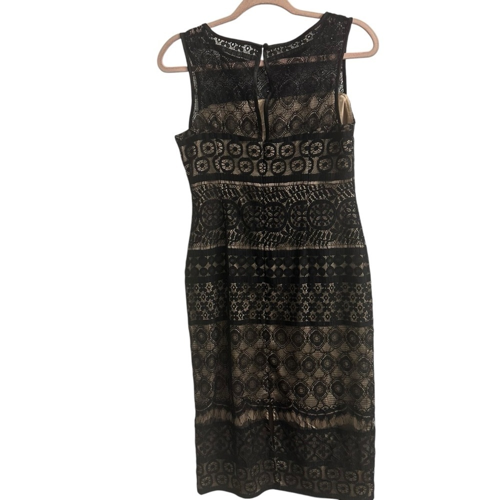 Vince Camuto black lace dress with tan underlay, size 4 - Picture 5 of 11